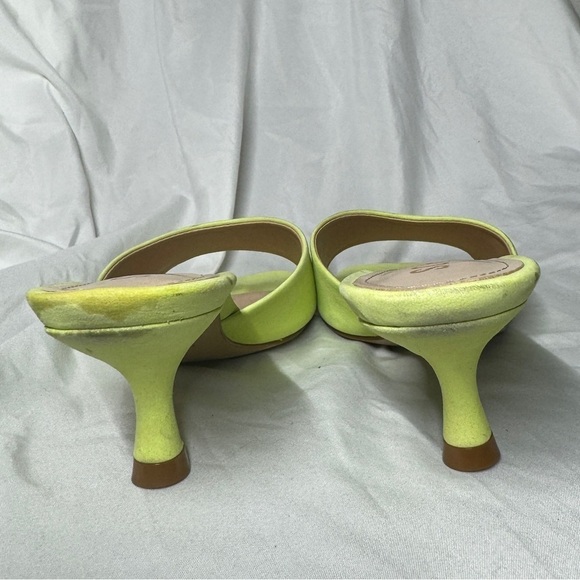 Schutz Dethalia Suede Open Toe Stap Kitten Heel Green Fresh Sandal Size 5.5 - Picture 4 of 15